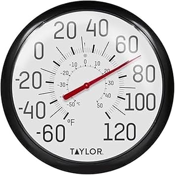 Taylor Big and Bold Wall Thermometer, 13.25 inch, Black