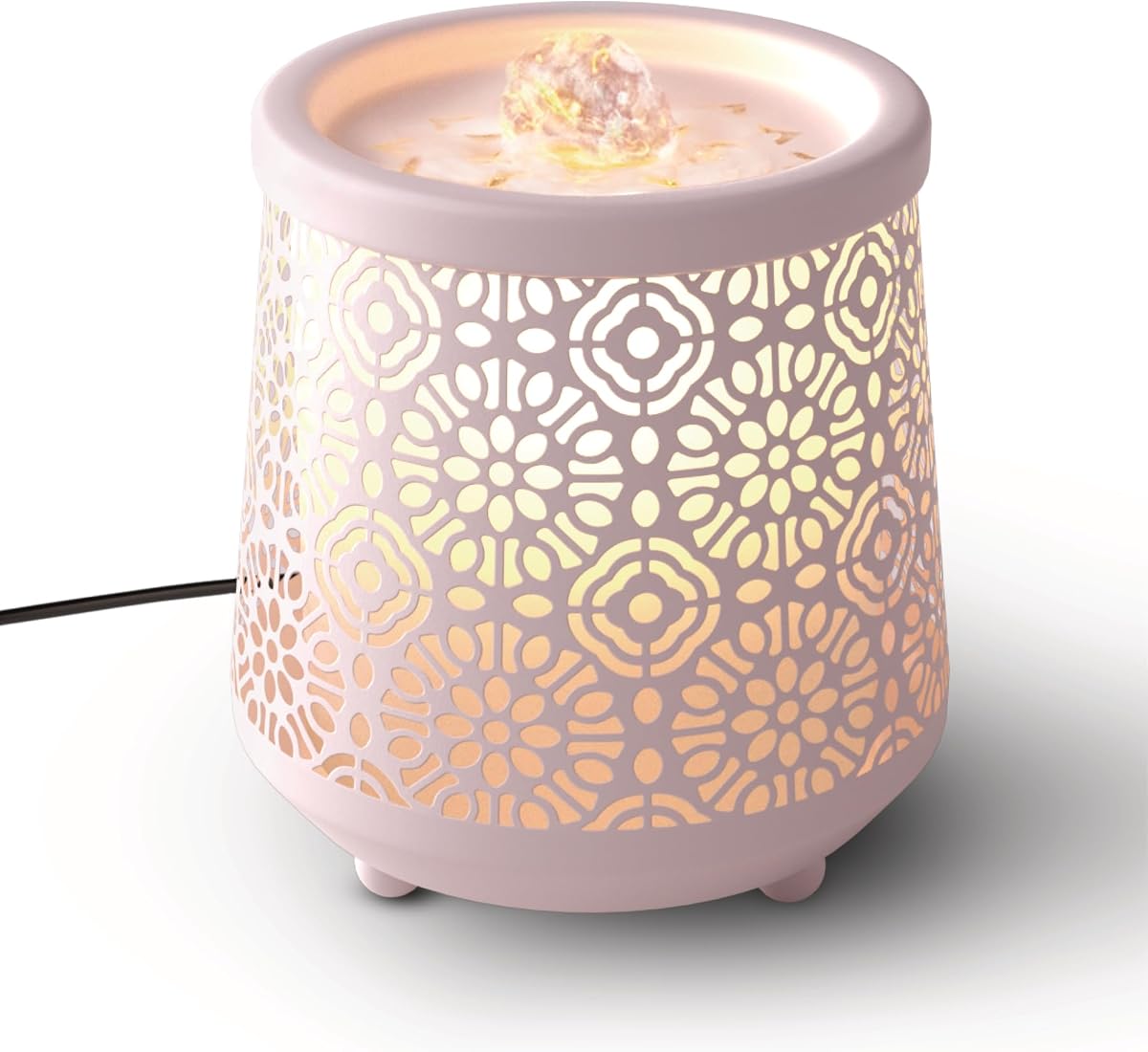 Homedics Indoor Relaxation Fountain with Light & Natural Sound (Pink) | Tabletop Water Fountain for Home or Office, Small Indoor Water Fountain with Quiet Pump, Soothing Zen Desktop Decor