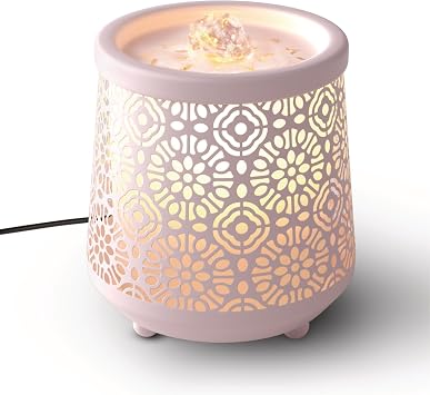 Homedics Indoor Relaxation Fountain with Light & Natural Sound, Tabletop Water Fountain for Home or Office, Small Indoor Water Fountain with Quiet Pump, Soothing Zen Desktop Decor Pink