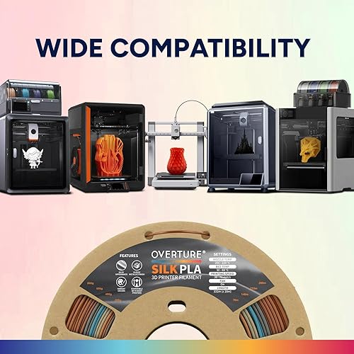 Vista 209 de OVERTURE Filamento de ácido poliláctico de seda, 1/16 de pulgada, acabado bicolor, suave y brillante, carrete 2.2 libras, para joyería de cosplay