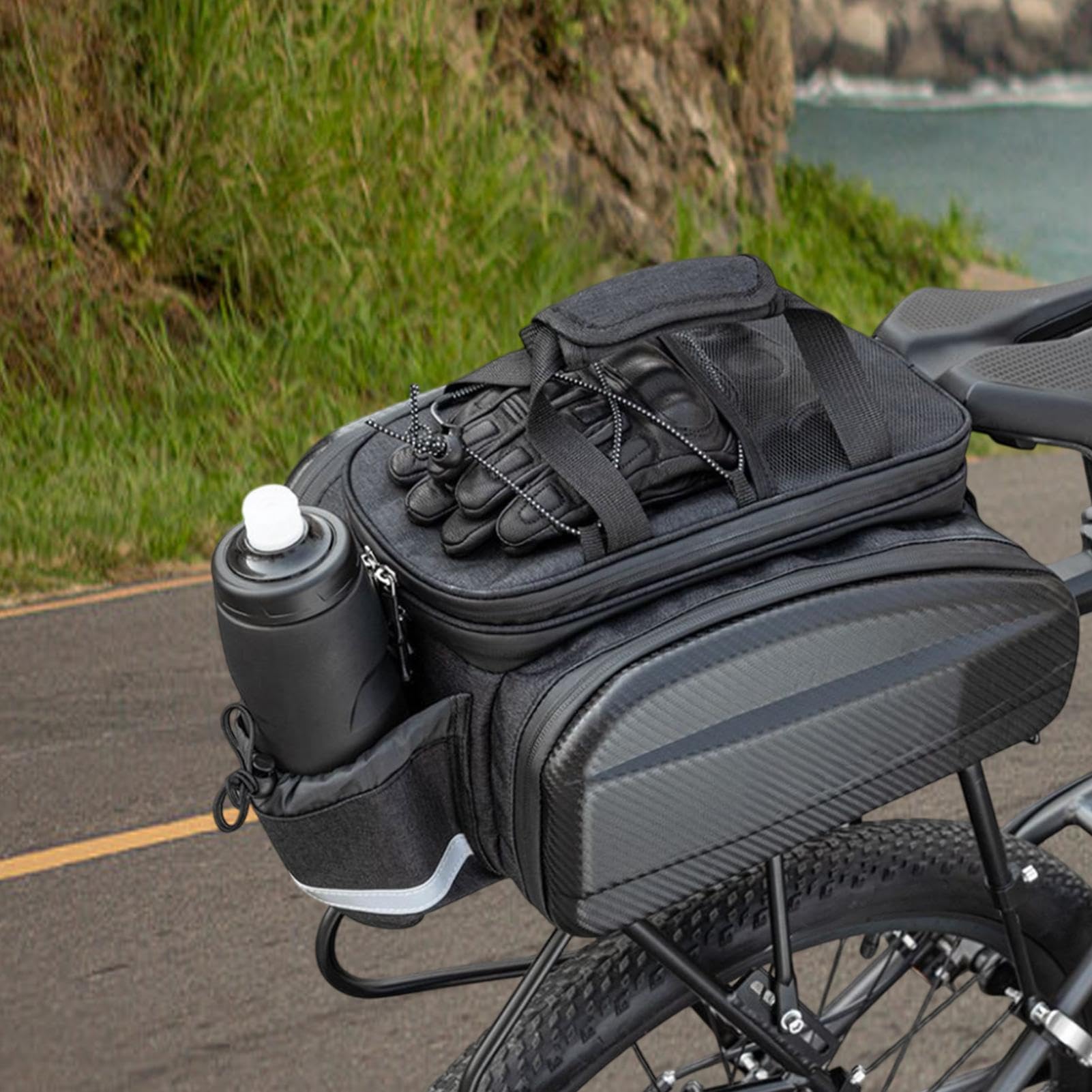 Borsa Portapacchi Bici Strisce Riflettenti Multifunzione Espandibile | Borsa Laterale Portaoggetti Per Ciclismo Pendolarismo Viaggi Gite Weekend Campeggio Escursionismo Avventura