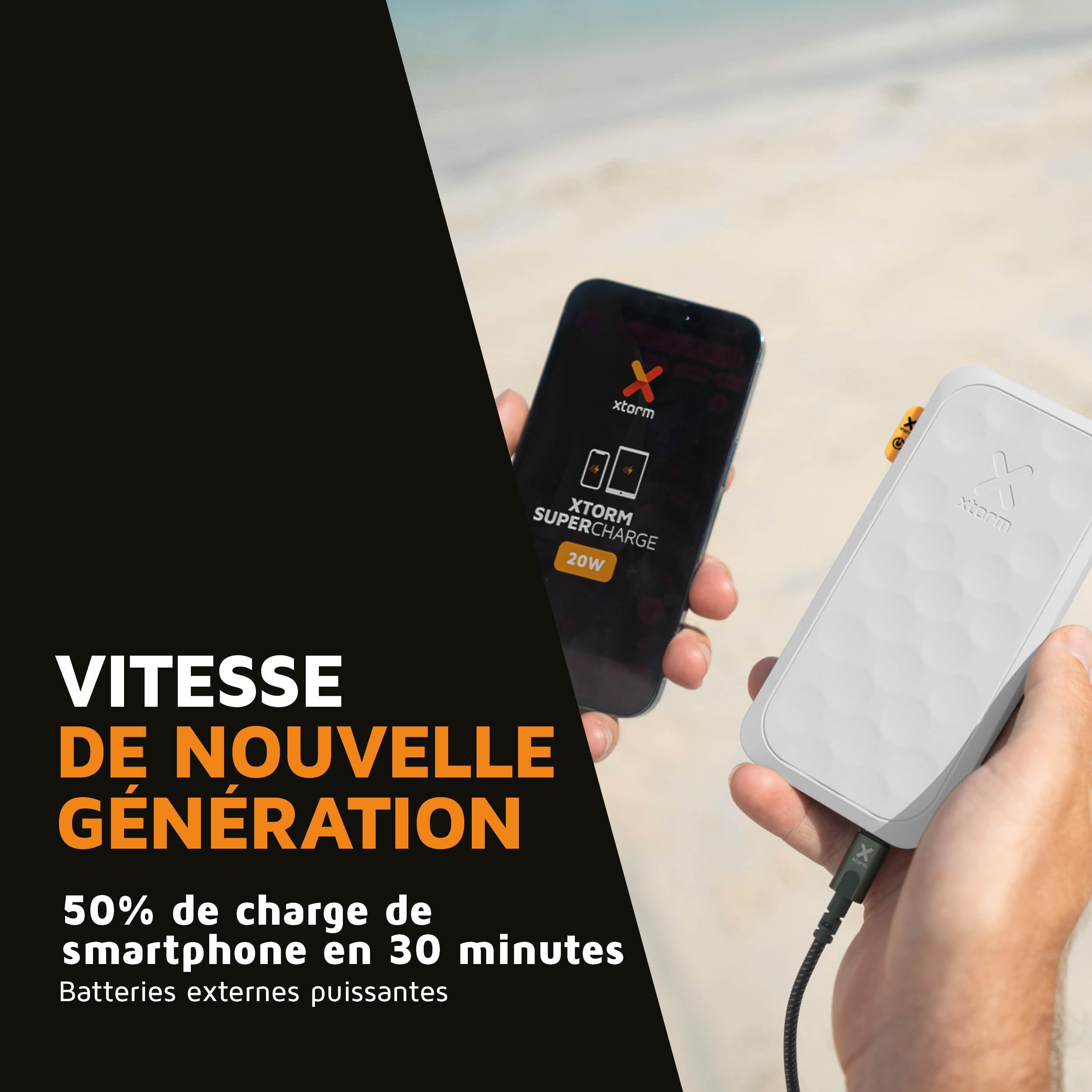 Xtorm Fuel Series 5 Powerbank 20W, 10 000 mAh, 2 x USB-C / 1 x USB-A, Résistant en Avion, Convient pour Samsung et iPhone, Dusk White