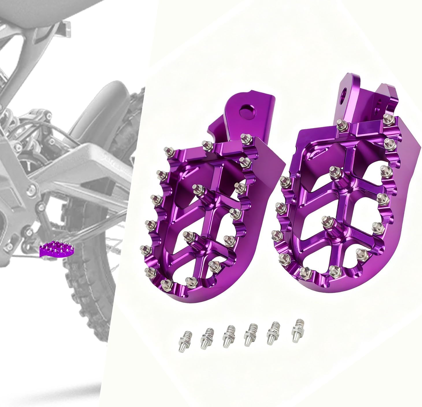 Electric Dirt Bike Foot Pegs,CNC 7075 Dirtbike Footpegs Pedal Rests for Surron Light Bee S X/E Ride Pro S SS 2.0 3.0 SR/X160/X260-Purple