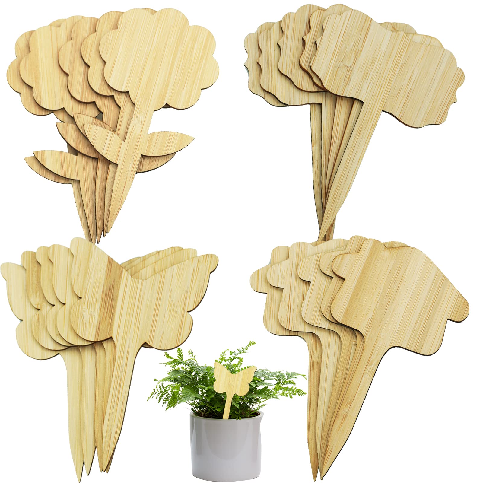 Szcxdkj Light Brown 40Pcs Bamboo Plant Labels, Wooden Bamboo Plant Tags Garden Markers Plant Labels For Outdoor Plants