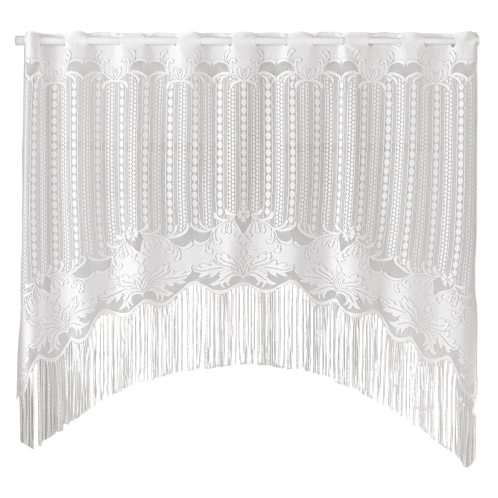 Nucelit 300X160cm Modern White Long Fringe Semi Sheer Curtain Tassels Half Valance Panel For Farmhouses Home Decors Natural Light Balance Kitchen Curtain