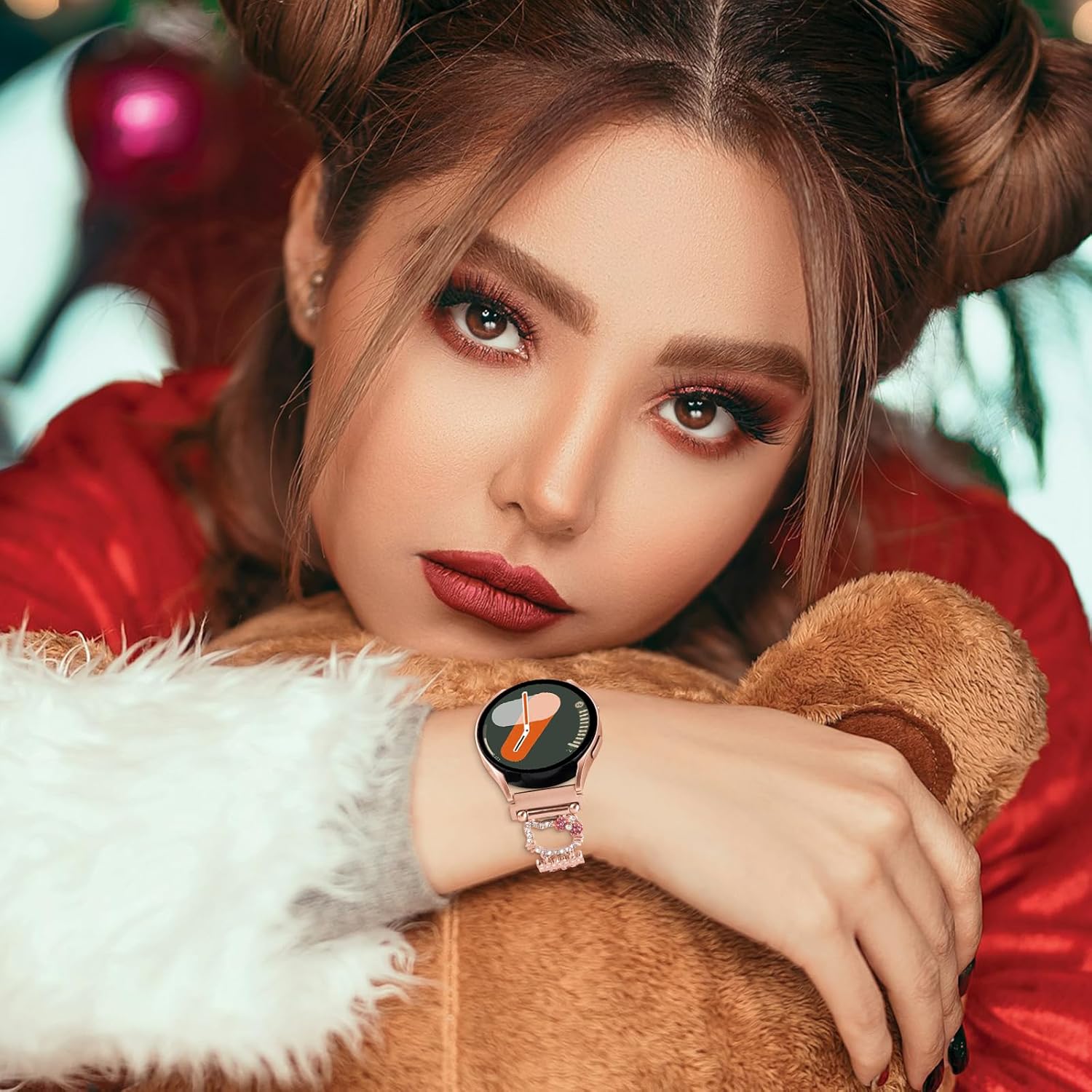 Cute Metal Bracelet Band Compatible with Galaxy Watch 7 6 5 4 FE Band 40mm 44mm/Watch 6 4 Classic/Active 2/Watch 5 Pro Band 45mm Women, 20mm Bling Diamond Jewelry Metal Strap Dressy Fancy Wristband - Image 7