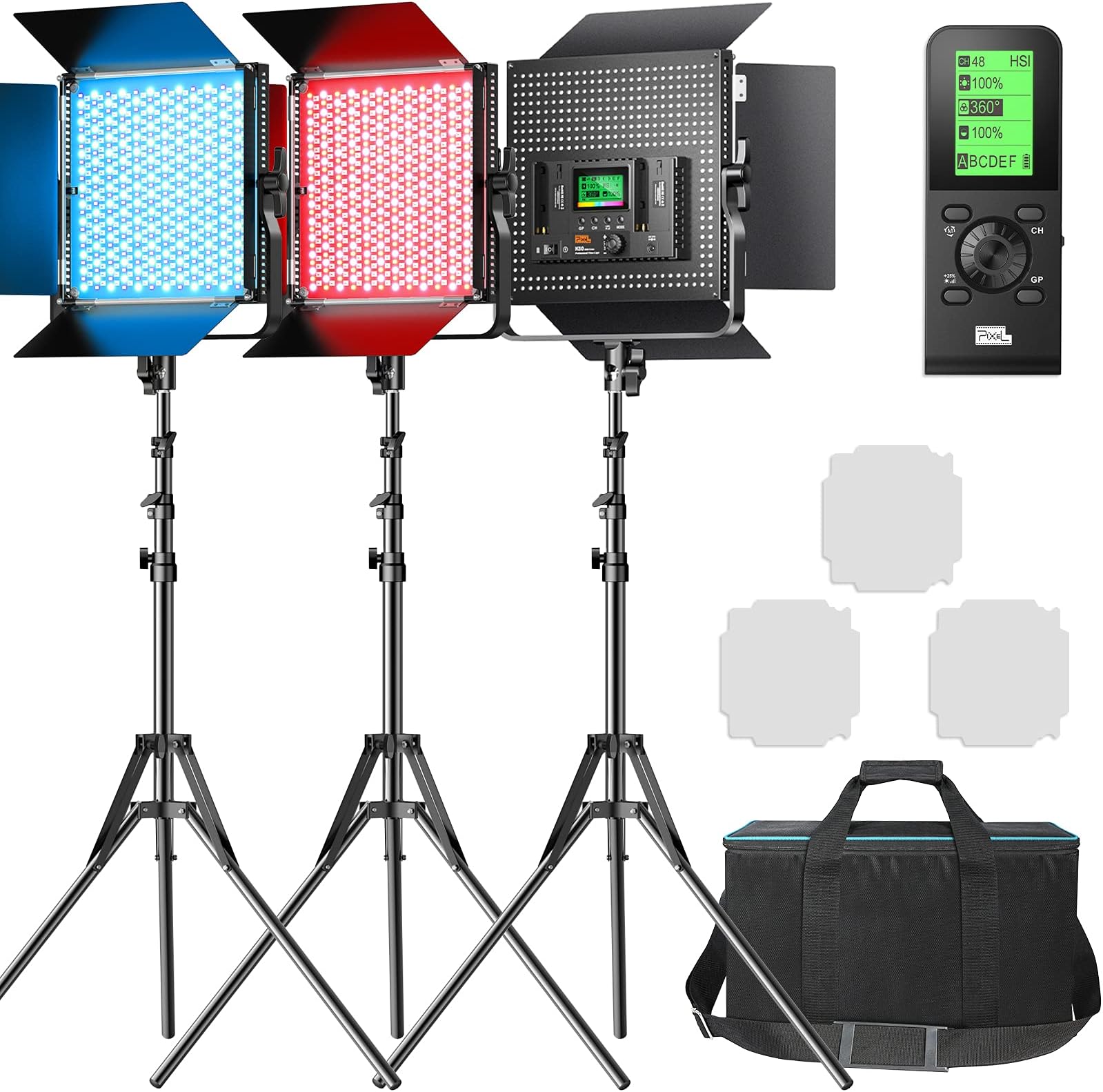 RGB LED Photography Light with Wireless Remote, 2600k-10000k CRI 97+ RGB LED Video Light for YouTube Studio, 3 Packs Led Panel Light for Gaming/Streaming/Zoom