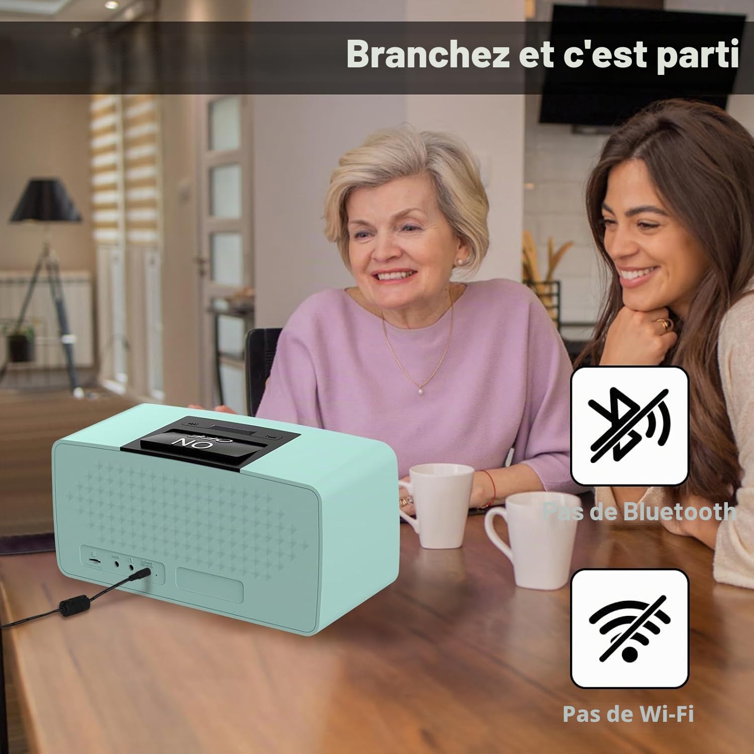 Lecteur Audio Simple pour Seniors Healvaluefit - Lecteur de Livres Audio avec Carte TF 32GB, Gros Boutons MP3 pour Personnes Âgées, Malvoyants, Patients Alzheimer (Bleu)