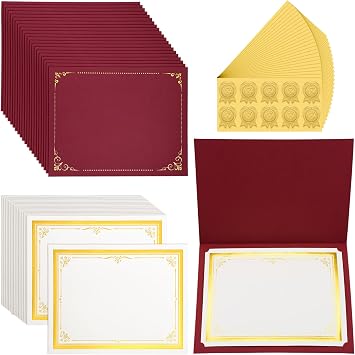 90 Pcs Back to School Certificate Kit, 30pcs Red Certificate Holders & 30pcs Letter Size Papers & 30pcs Gold Foil Award Seals, Graduation, Employee Recognition, Schools & Ceremonies
