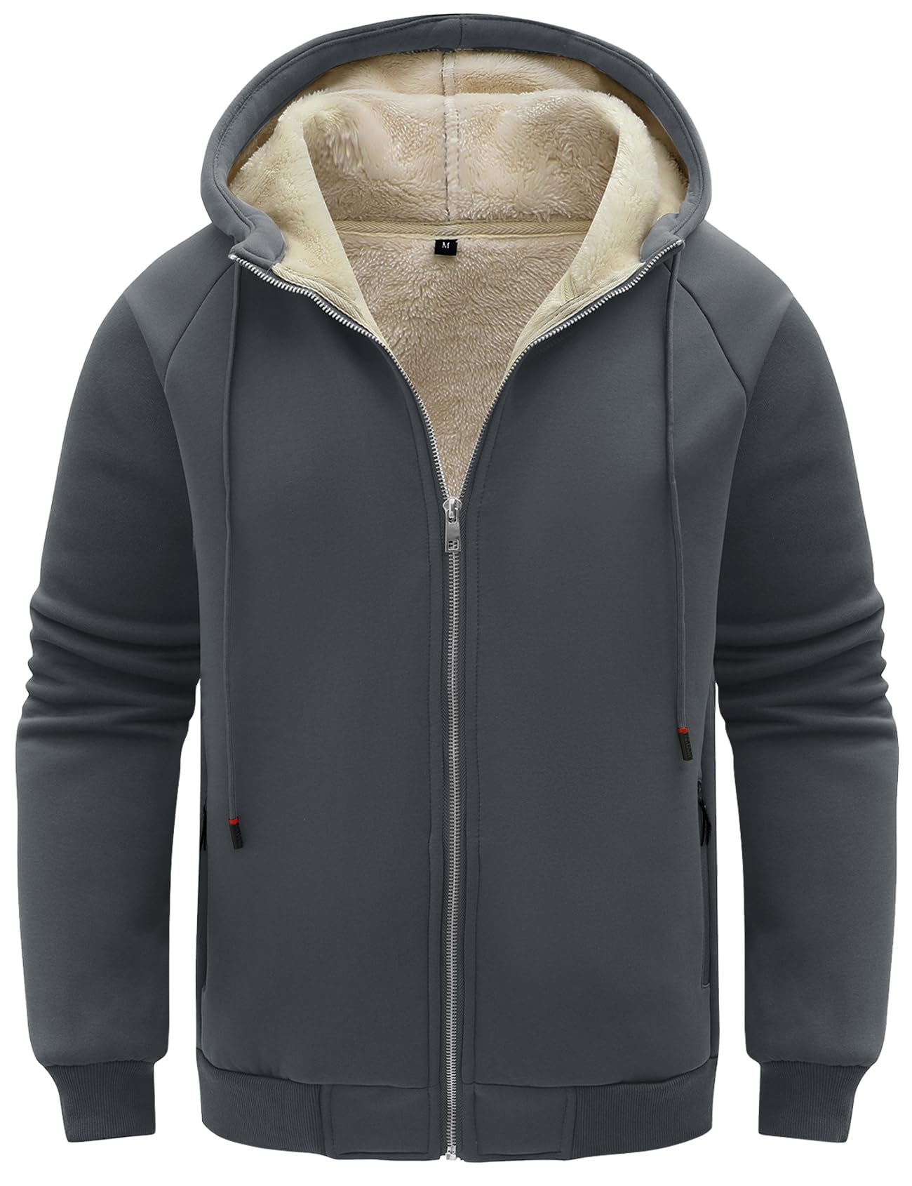 flygo Hoodies for Men Zip Up Winter Fleece Sherpa Lined Sweatshirt Warm Jacket-picture-24