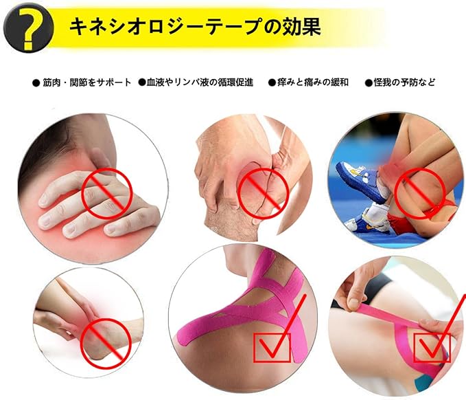 Amazon テーピングテープ キネシオロジーテープ 筋肉テープ 筋肉 関節をサポート 伸縮性強い 汗に強い パフォーマンスを高める 2 5cm 5m Fou テーピング用品
