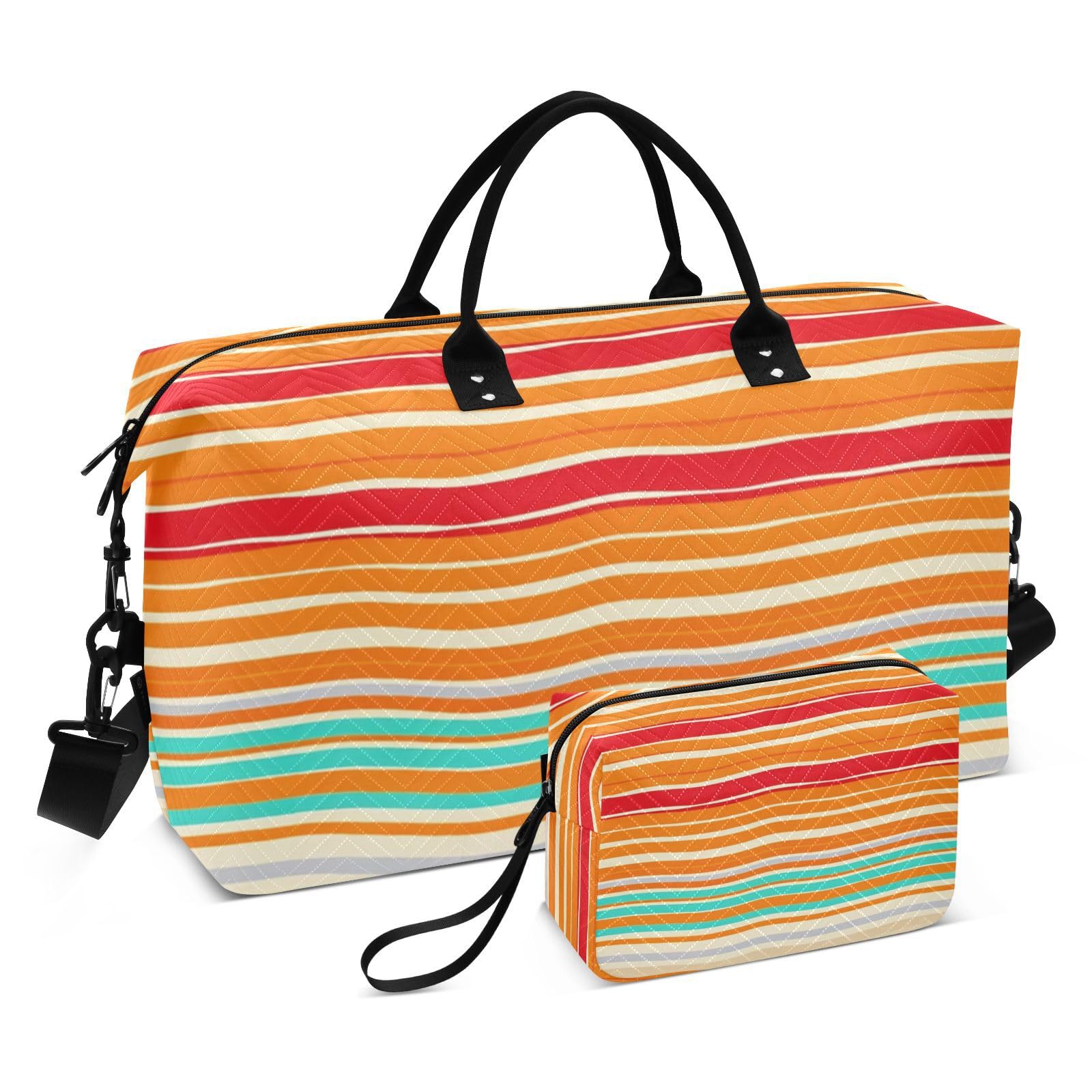 Duffel Bag Set Dual Bag Set Onda Trapuntato Trolley Manica Alla Moda Storage, Strisce Fiesta, One Size, Classico