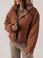 Vista 7 de Dokotoo Chaquetas acolchadas de invierno para mujer, de manga larga, con cremallera completa, con bolsillos