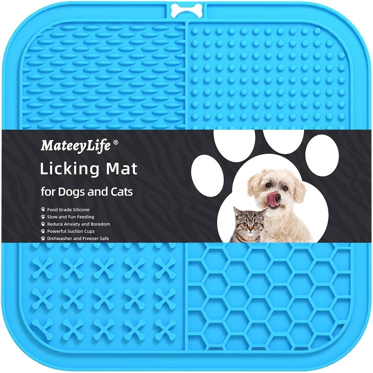 MateeyLife Licking Mats for Dogs and Cats, Premium Lick Pad with Suction Cups for Anxiety Relief, Puzzle Enrichment Toys for Boredom Reducer, Food Mat Perfect for Bathing Grooming
