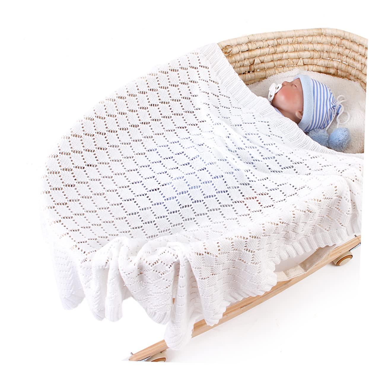 VICASKY Coperta in Pile Lavorato A Maglia Per Neonati Morbida Calda Antivento Per Passeggino Per Uso Ed Esterno
