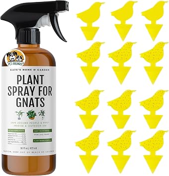 Kates Home & Garden Plant Spray for Insects & Gnats, 12 Sticky Traps, 16oz