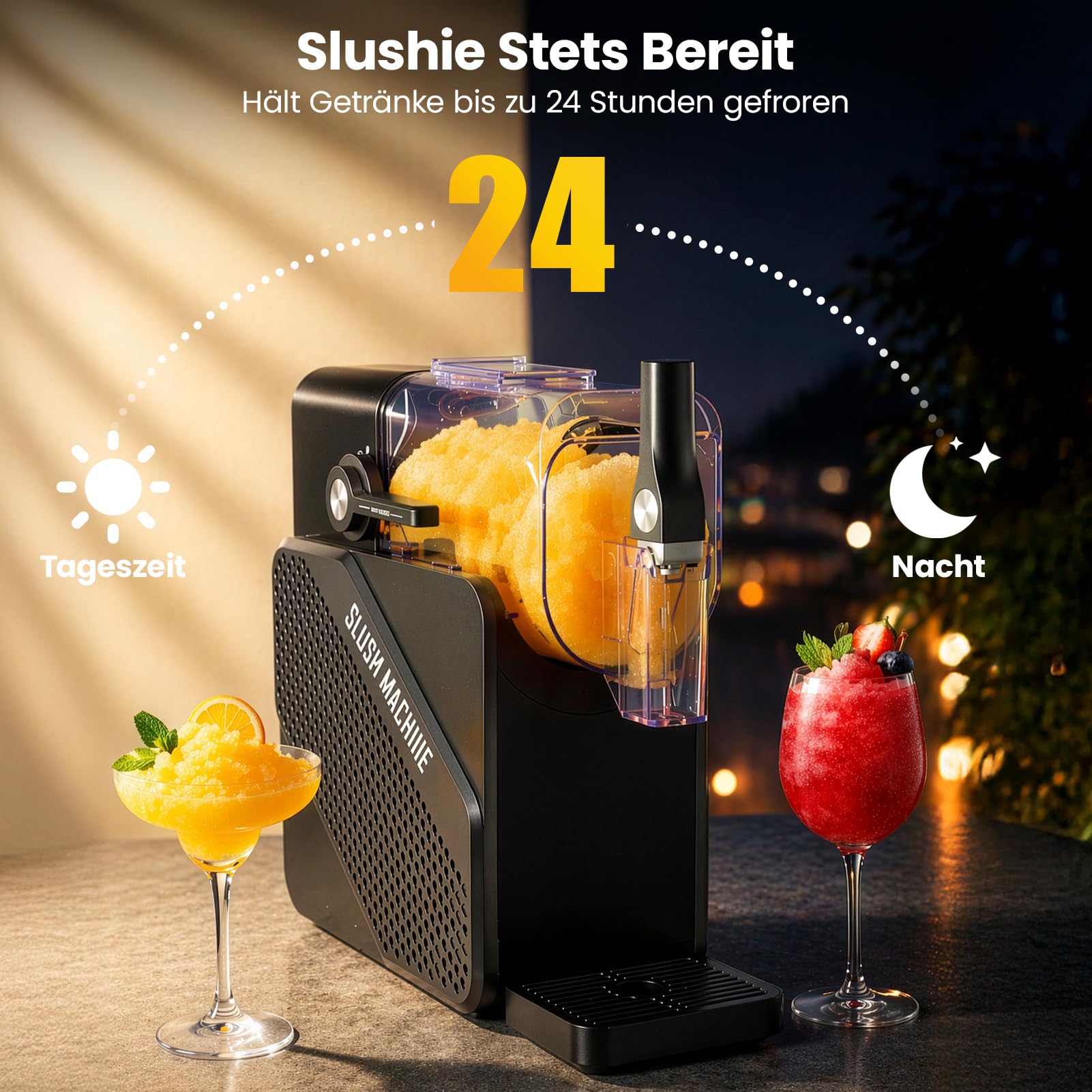 Slush-Maschine, 2,5 Liter, für gefrorene Getränke, Frappés und Milchshakes, 5 voreingestellte Programme, selbstreinigend