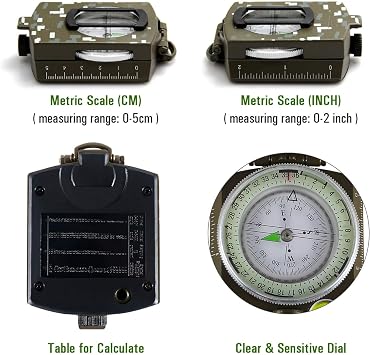 Eyeskey Multifunctional Tactical Survival Military Compass with Lanyard & Pouch | Waterproof & Impact Resistant | Lensatic Sighting Compass for Hiking