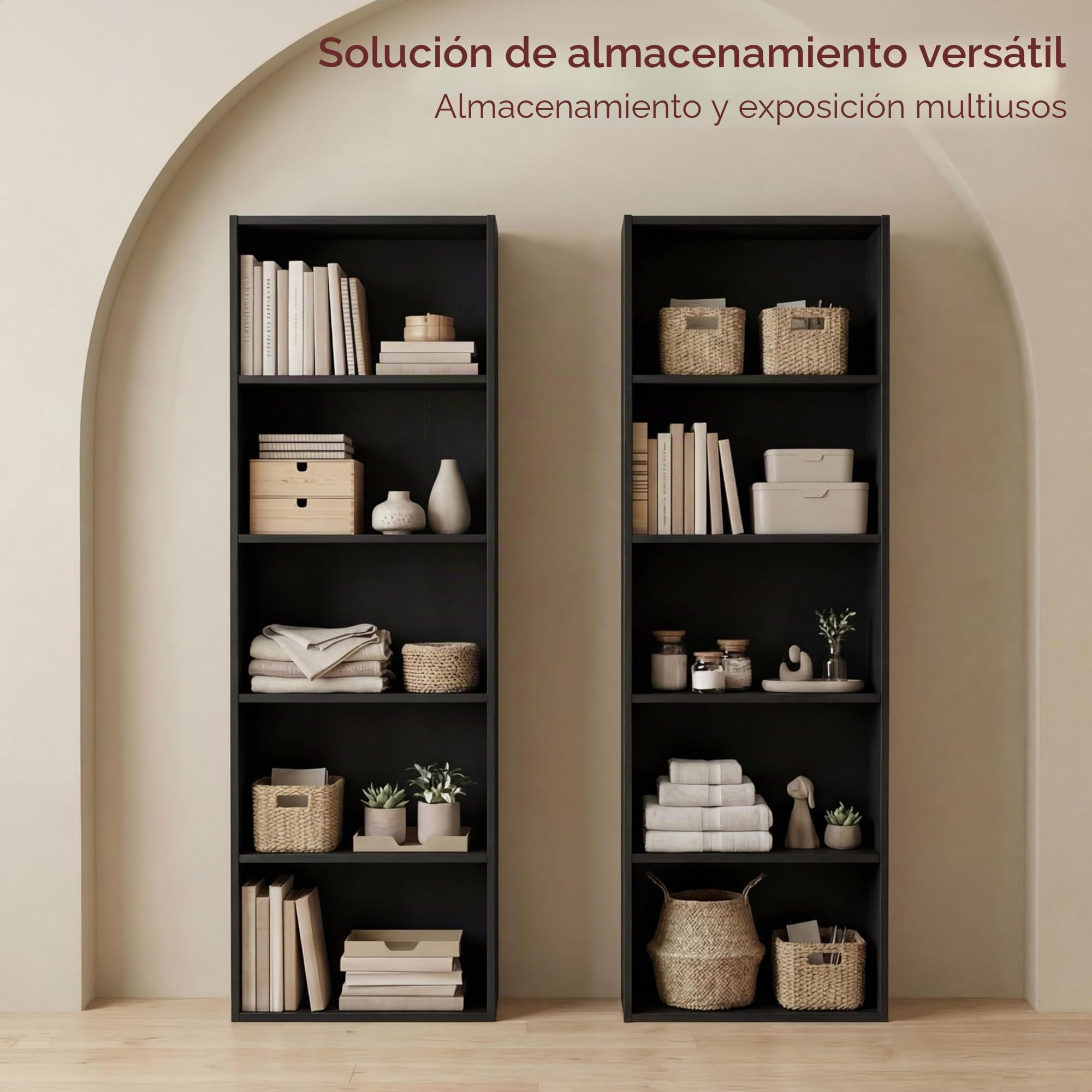 Vida Designs Estantería Oxford Cube, Madera, Black, 5 Niveles