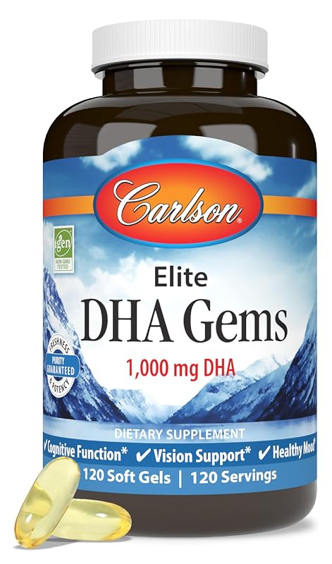 Carlson Suplemento de DHA, ácido docosa-hexaenoico, 1.000 mg, 120 cápsulas gelatinosas