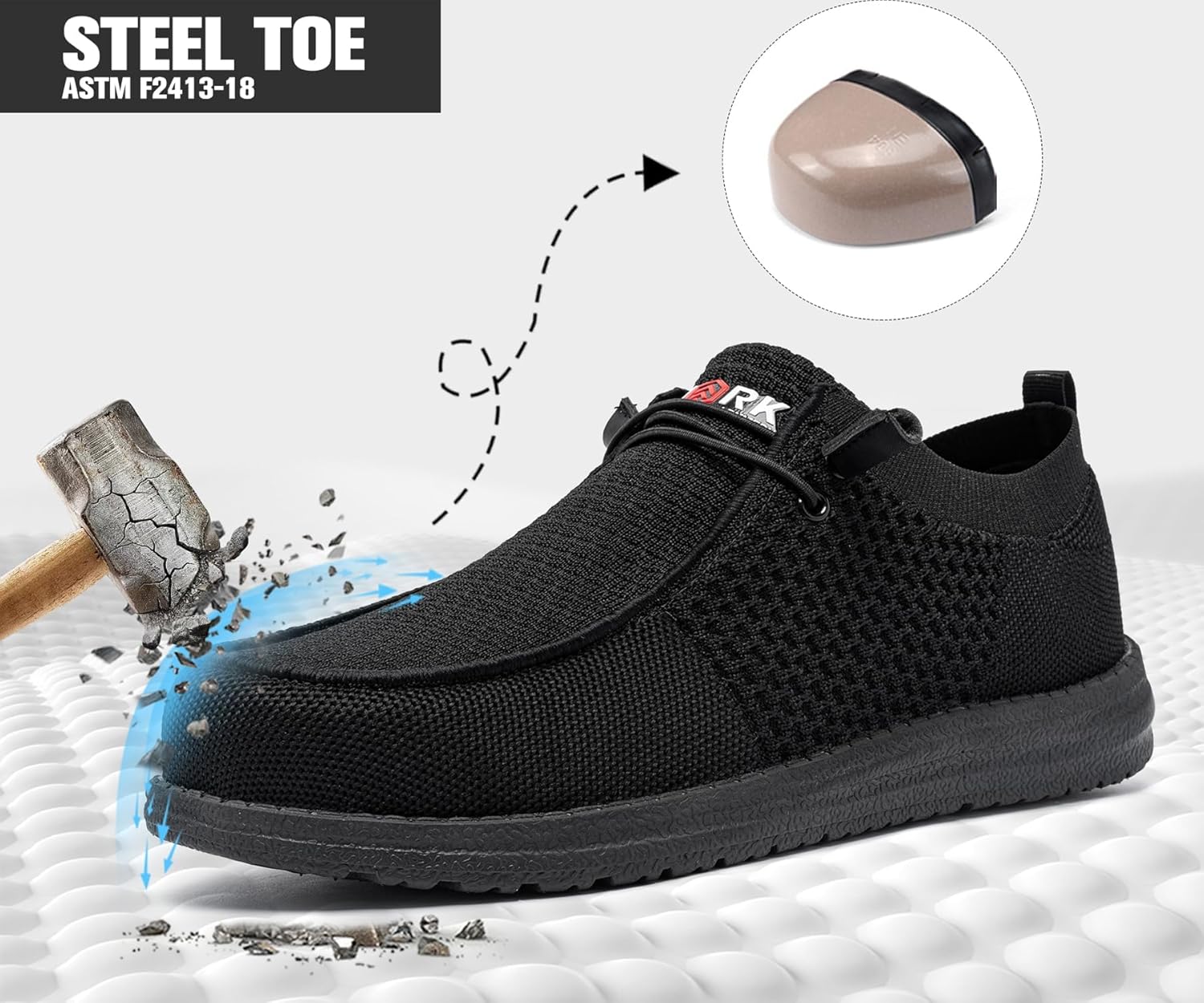 LARNMERN Slip On Steel Toe Shoes Men Lightweight Comfortable Lounging Walking Sneakers Steel Toe Loafers thumbnail