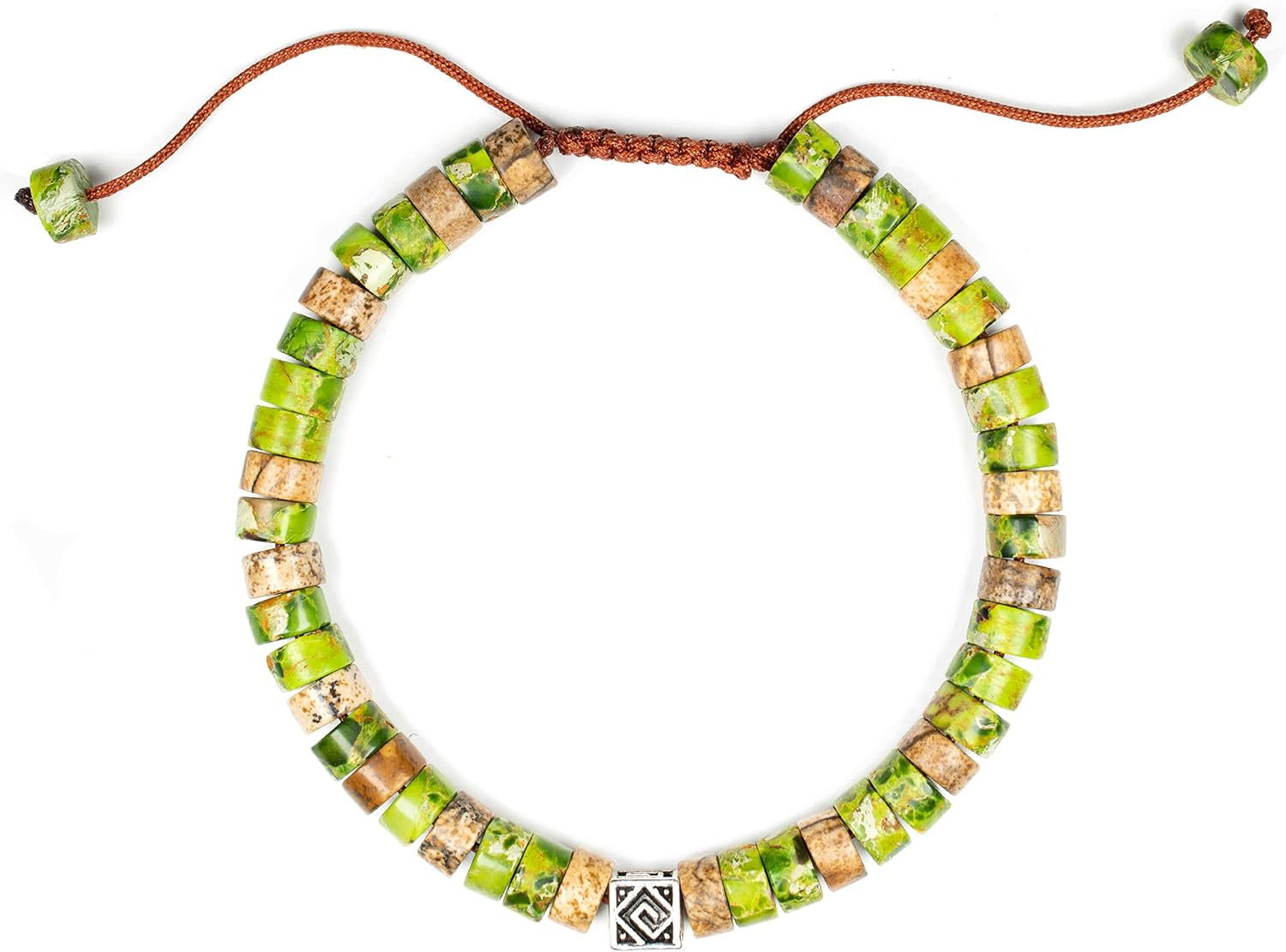 Elegant Green Imperial Jasper Bracelet - Handcrafted Natural Gemstone Beaded Tibetan Style Jewelry for Men &Women