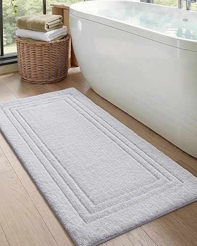 Miniatura 15 de DEXI Alfombra de baño de 32 x 20 pulgadas, ultra suave y absorbente, tapete de baño para ducha, antideslizante, lavable, alfombra para bañera, Azul