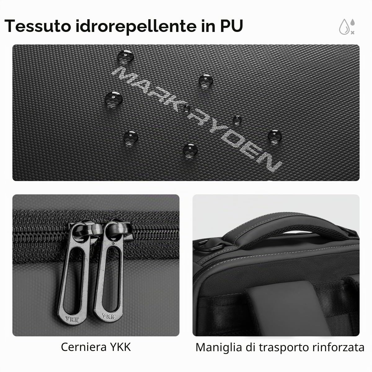 MARK RYDEN Zaino portatile di grande capacità con USB 17.3 pollici/15.6 pollici per gli uomini zaino multifunzione antifurto zaino giorno per business