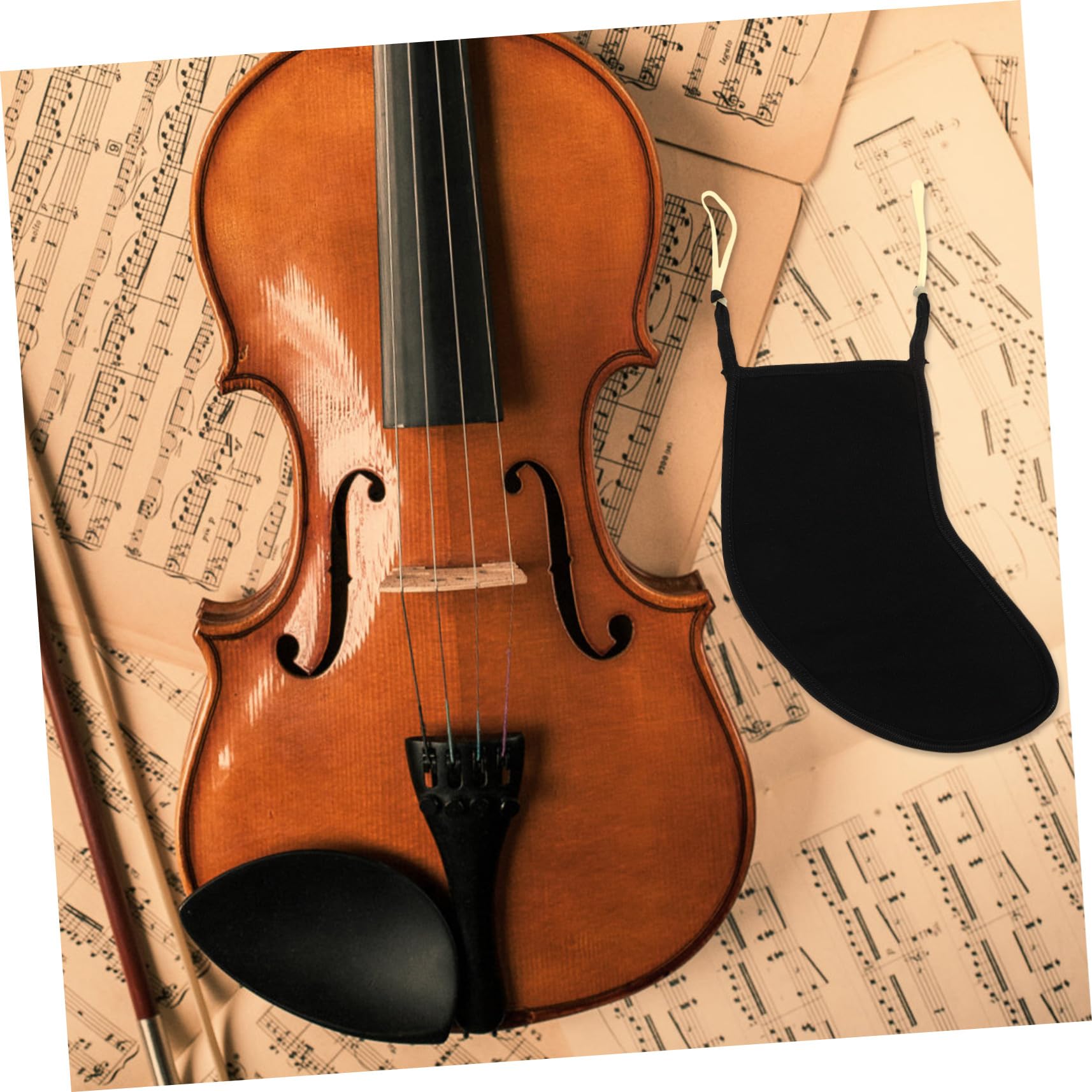 BESPORTBLE Almohadilla de Barbilla para Violín Negra, Cojín Cómodo y Antideslizante, Accesorio para Instrumentos Musicales, Absorbe Sudor y Protege Violín, Adecuado para Varios estilos
