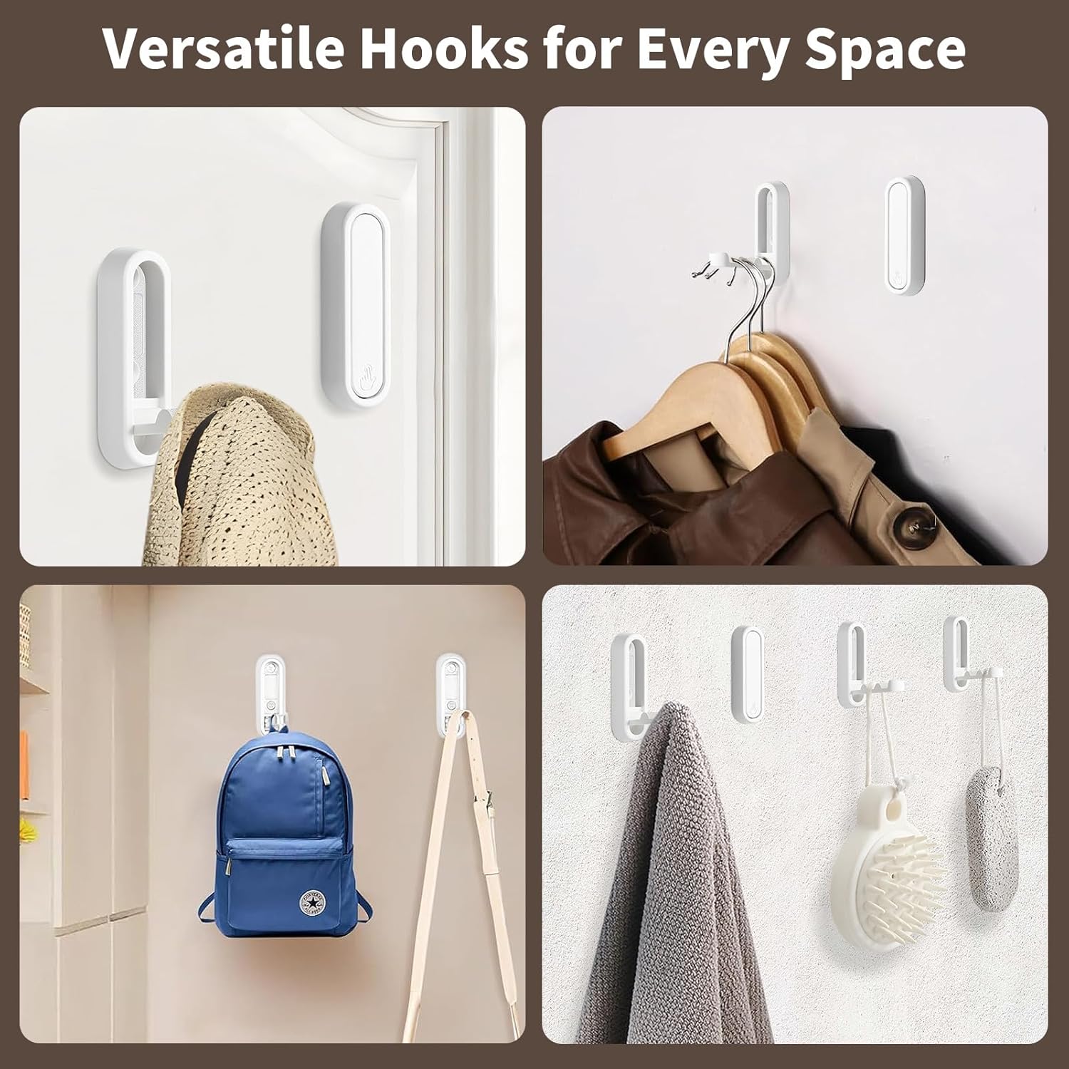 2Pcs Foldable Wall Hooks, Zinc Alloy Folding Hook White, Heavy Duty Folding Coat Hooks Wall Mounted for Hanging Coat Towels Bags Keys (White, 2 Pack) - Image 4