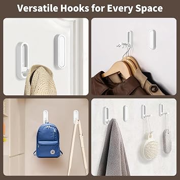 2 Pack Foldable Wall Hooks, Zinc Alloy Folding Coat Hooks, White