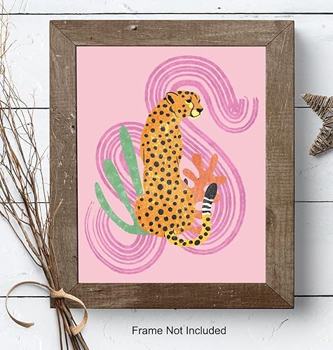 Miniatura 8 de Mid Century Modern Abstract Cheetah LARGE 11x14 - Pink Boho Wall Art - Minimalist Gallery Wall Decor - Aesthetic Room Decor - Bohemian Bedroom Decor