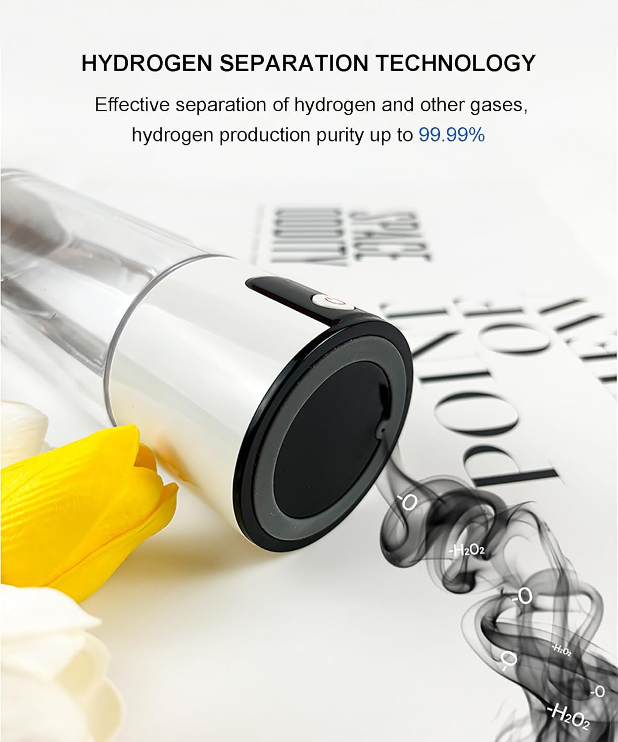 250 ml Hydrogen Water Bottle Generator, Portable Hydrogen Water Ionizer, with SPE Technology, 1200-5000ppb, 3-Minute Rapid Electrolysis