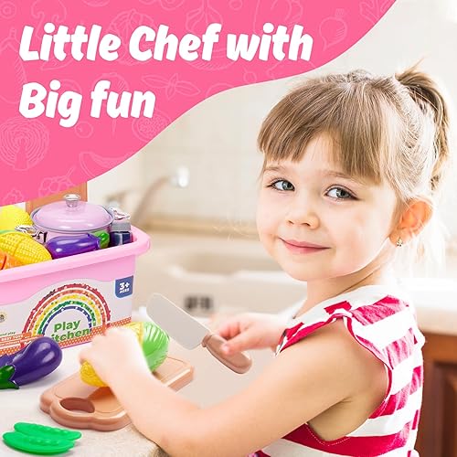 Miniatura 5 de Veitch Fairytales Juego de comida para niños, accesorios de cocina para niños, juego de ollas y sartenes, juegos de cocina, juego de juguetes de