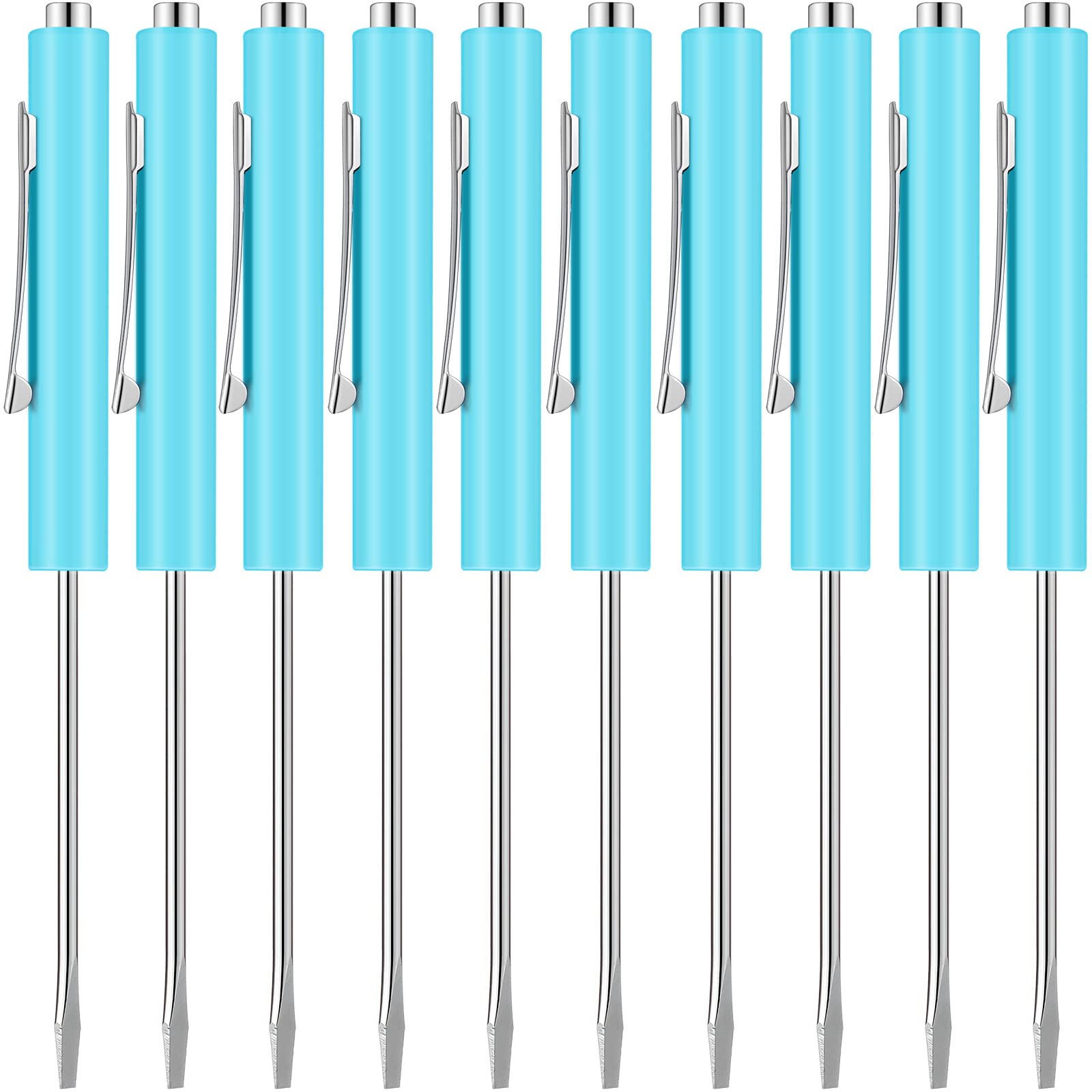 Honoson 10 Pieces Pocket Screwdriver Mini Tops and Pocket Clips Magnetic Slotted Small Screw Driver with a Single Blade Head for Mechanical,