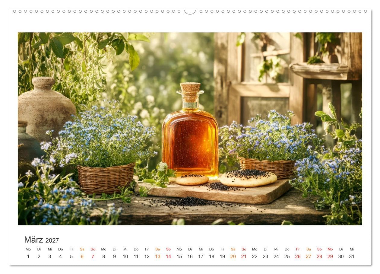 Küchenkalender - ÖL-Welten (Wandkalender 2027 DIN A2 quer), CALVENDO Monatskalender: Natürlich genießen - die edelsten Speiseöle im Porträt. (CALVENDO Lifestyle)
