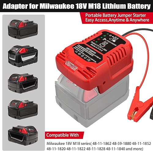 Miniatura 3 de Adaptador de arrancadores de coche para batería Milwauke M-18 de 18 V, calibre 11, cables de refuerzo automotrices resistentes para arrancar