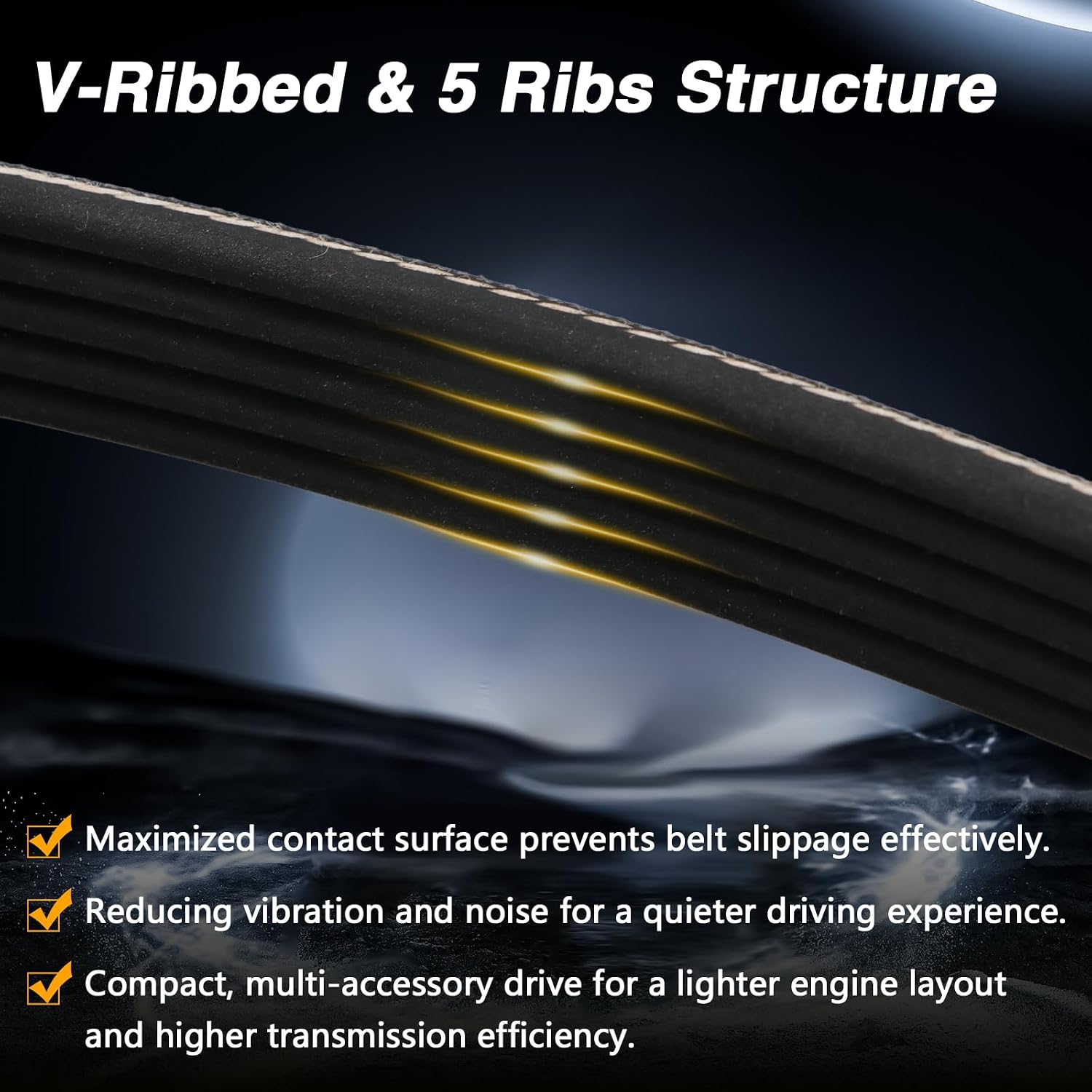 FUSCH V-Ribbed Serpentine Belt Compatible with Chevy Cruze 1.4L 2012-2016/Cadillac/Buick/GMC Select Models Replace# 55578811