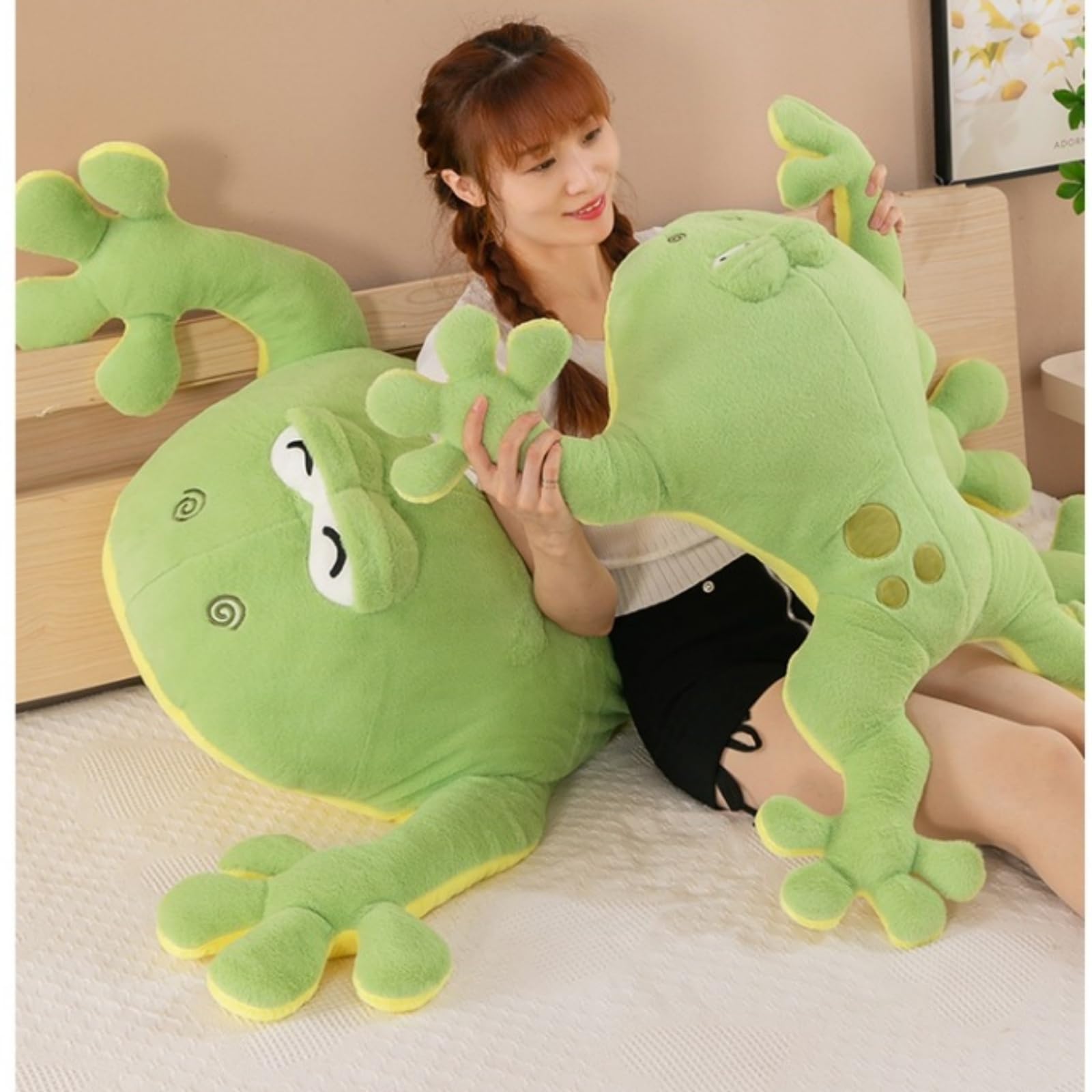 Frosch Kuscheltier, Grüne Frosch Plüschtier Stofftier, Riesiger Plüschfrosch in liegender Haltung, Kinderzimmer & als Kuschel (130cm,Grün)