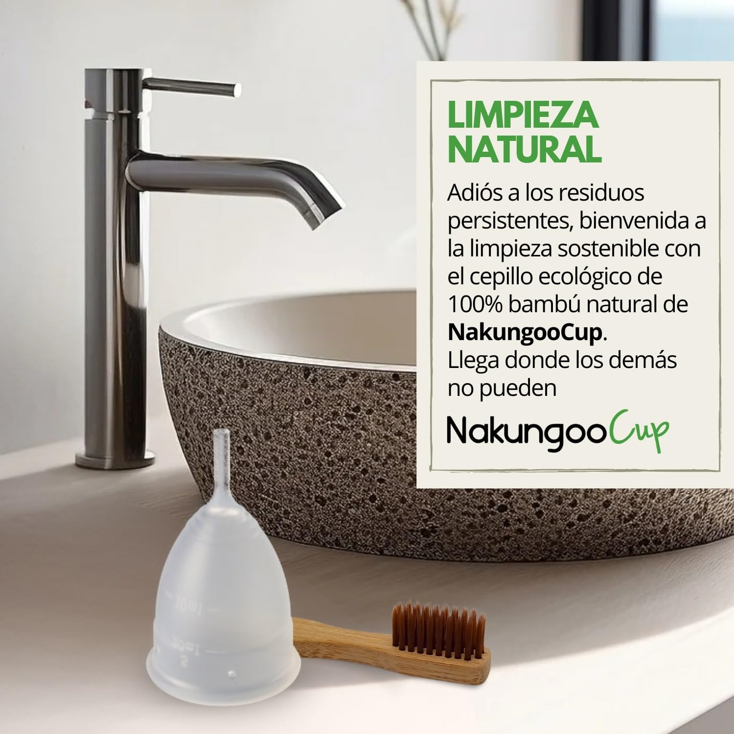 Nakungoo Cup Copa Menstrual Suave 100% Silicona Medica Certificada, Hipoalergenica, Reutilizable, Ecologica para Flujo Abundante | Starter Kit 2 Tallas (S y L) con Vaso Esterilizador, Bolsa y Cepillo