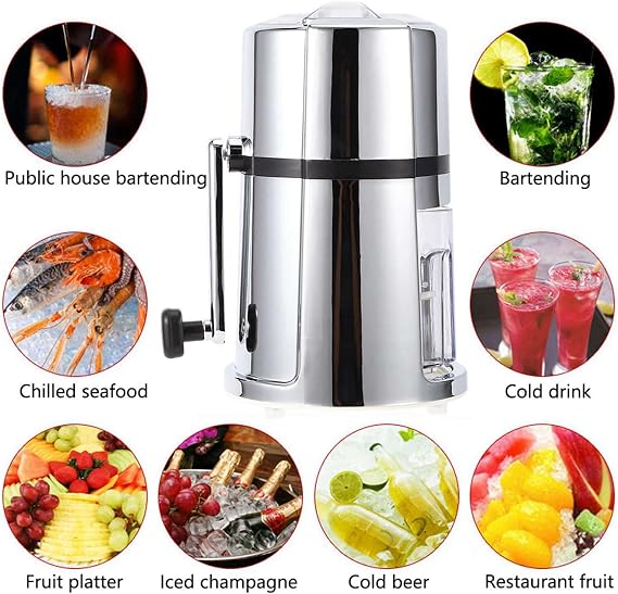 Manual Ice Crusher, Hand Crank Ice Crusher, Commercial Household Portable Shaved Ice Crusher Ice Shaver with Stainless Steel Blade for Snow Cone, Slush