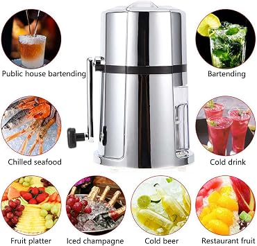 Manual Ice Crusher, Hand Crank Ice Crusher, Commercial Household Portable Shaved Ice Crusher Ice Shaver with Stainless Steel Blade for Snow Cone, Slush