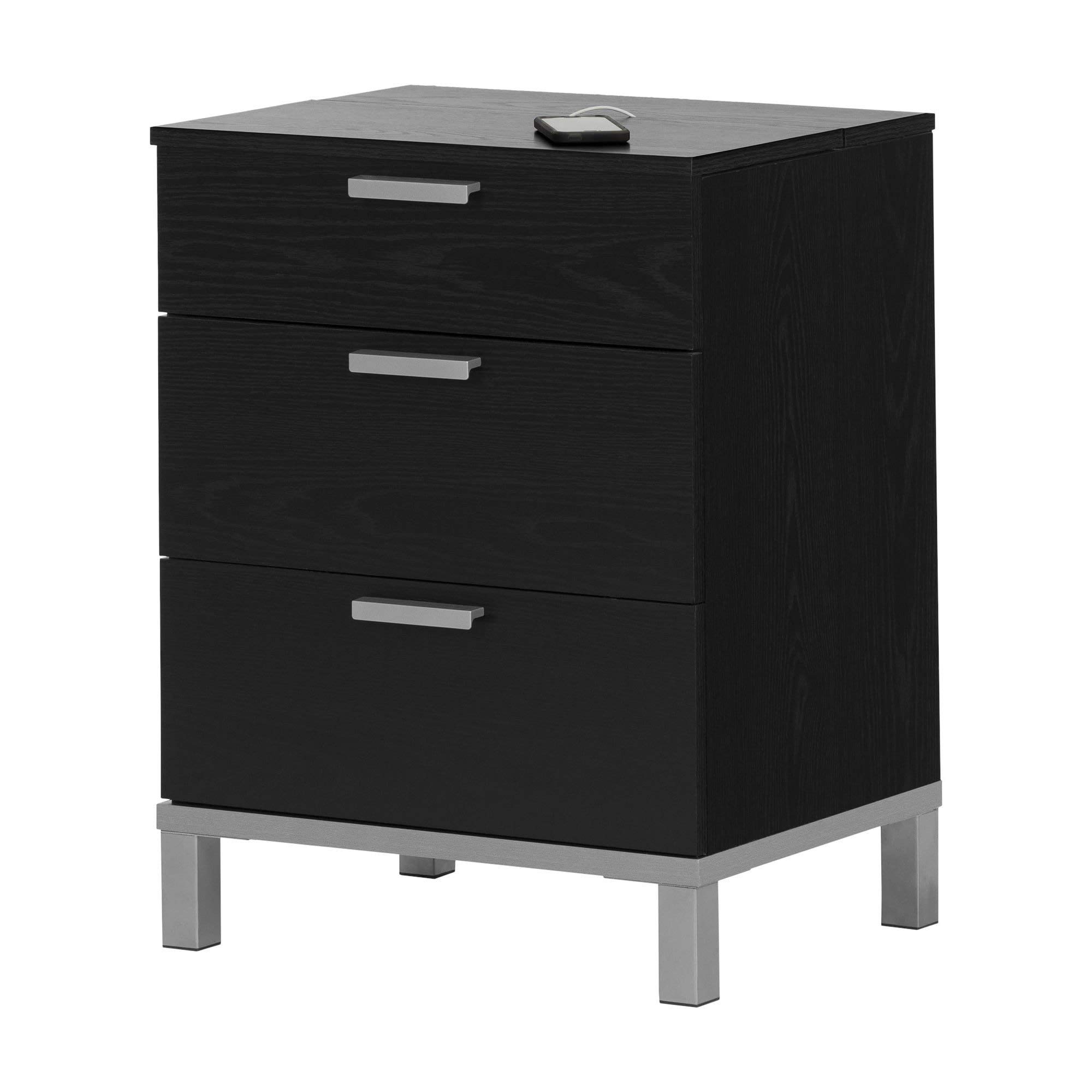 South Shore Flexible 2 Drawer Nightstand in Black Oak