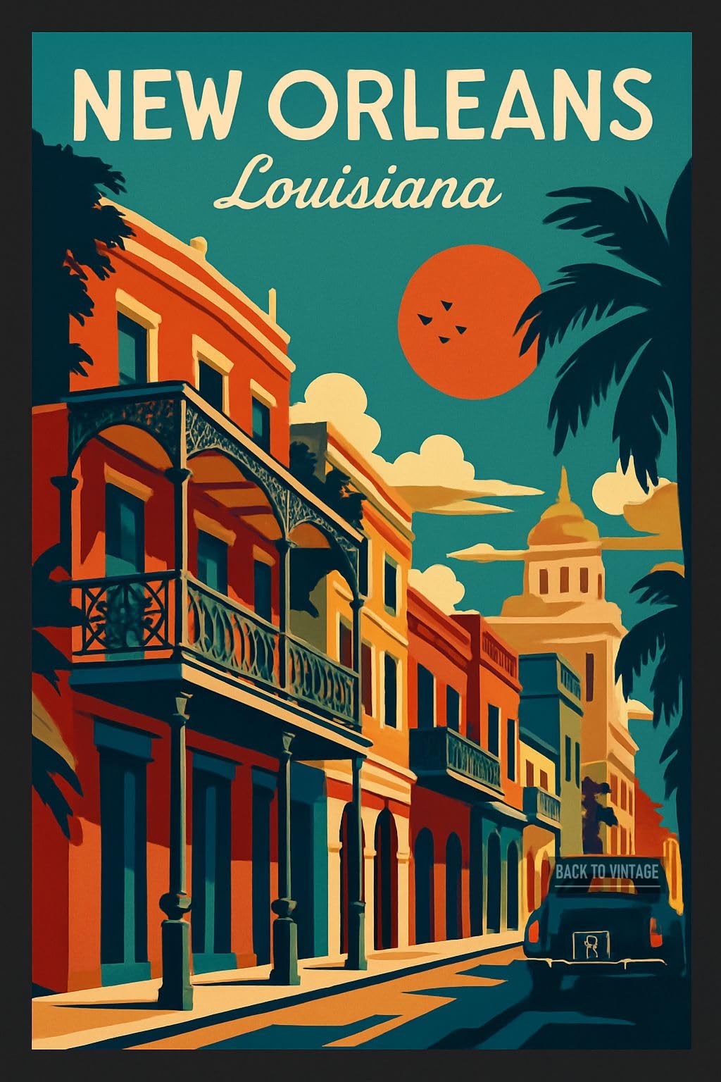Vintage Travel Poster Of New Orleans With Colorful Architecture_result - A4 Travel City Poster Wall Art Home Decor Art Print Featuring Urban Landmarks and Global Views for Stylish Interior Display