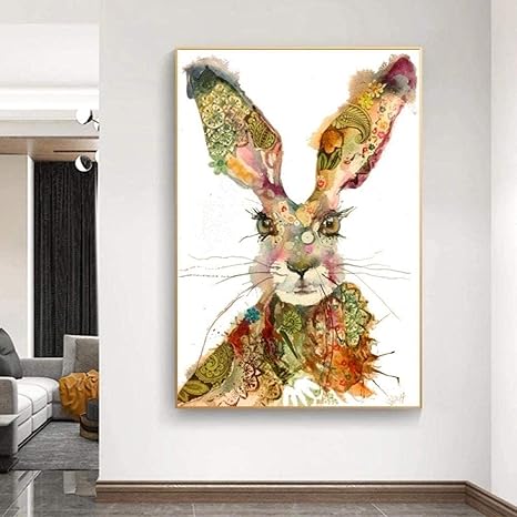 Amazon 現代絵画水彩ウサギ抽象動物キャンバスプリント絵画壁アートポスター写真家の装飾x30cmフレームなし ウォールステッカー オンライン通販 Amazon 現代絵画水彩ウサギ抽象動物キャンバスプリント絵画壁アートポスター写真家の装飾x30cmフレームなし ウォールステッカー オンライン通販