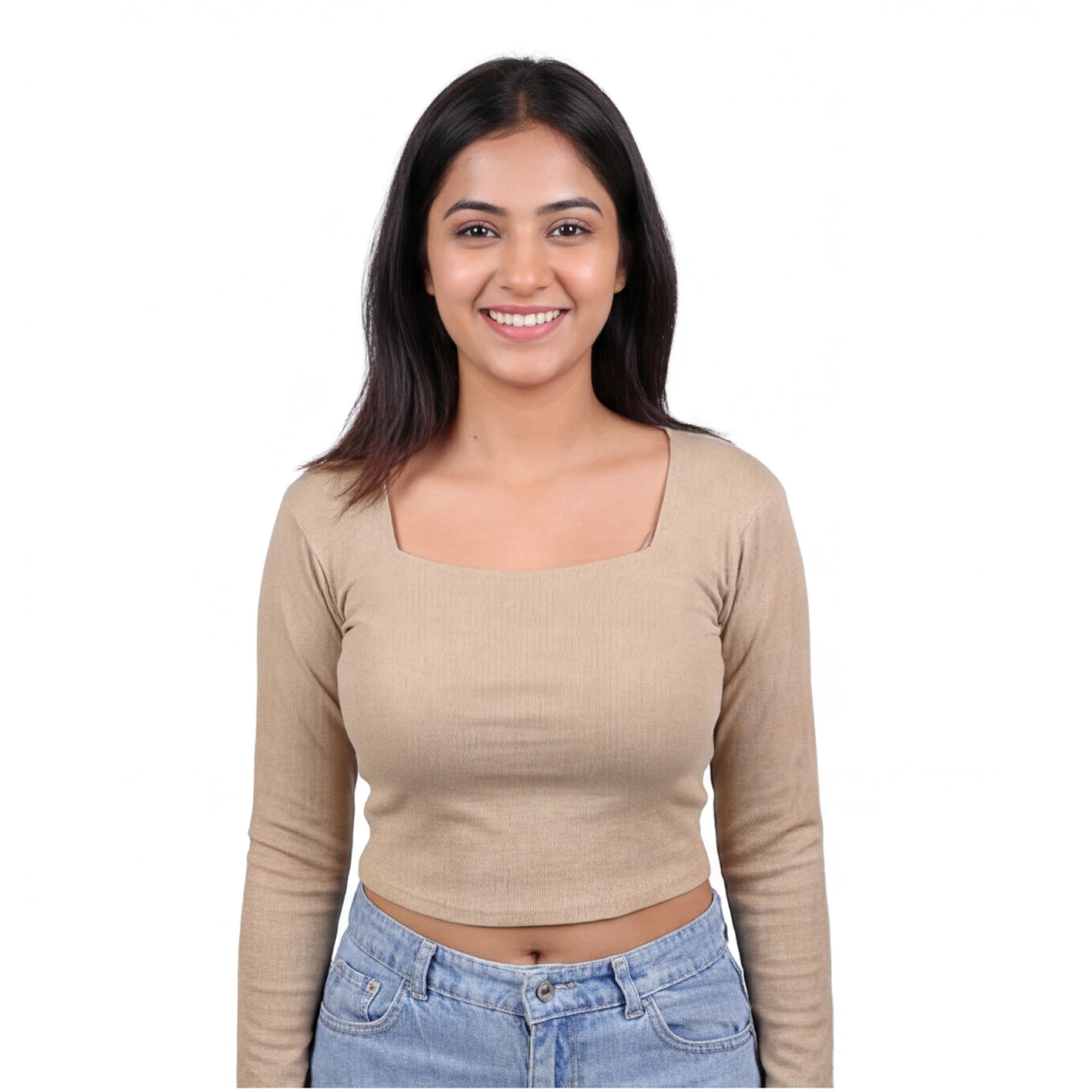 vordrobe Women's Stylish Ribbed Full Sleeve Top – Soft, Stretchy Fabric and Square Neckline for a Comfortable, Chic Look-picture-24