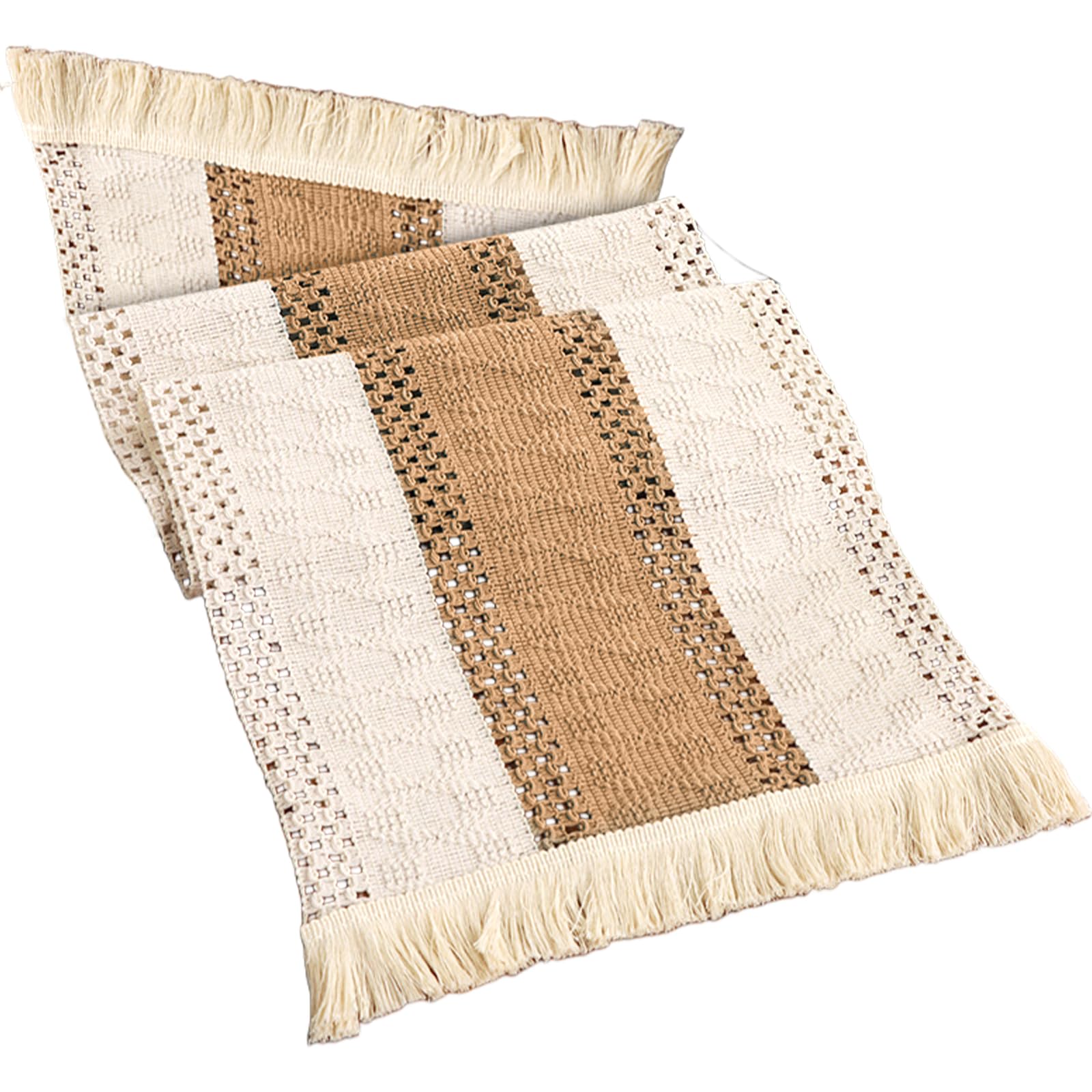 Decorative Pattern Table Runner 30x140cm Tassels Border Easy Cleaning Polyester Dining Room Accent Polyester Fiber Decorative Table Runner