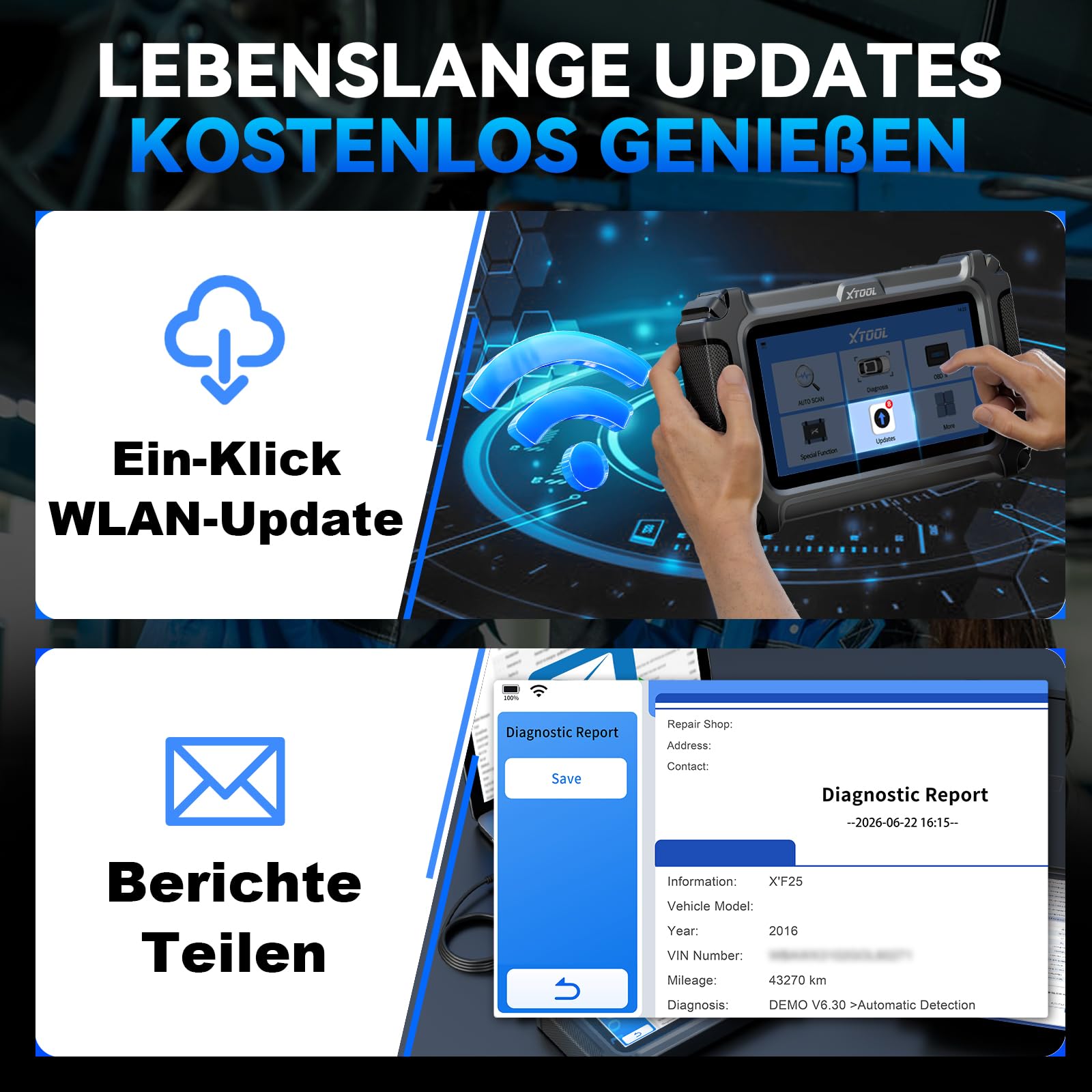 XTOOL IP500-BMR OBD2 Diagnosegerät für BMW/Mini/RR, ECU Codierung, Bidirektionale Steuerung, Vollsystem, Batterieregistrierung, 23+ Resets, ABS EPB SAS SRS DPF, Live-Daten, Lebenslang Updates