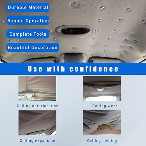 Miniatura 10 de Kit de reparación de techo de techo de automóvil, 60 piezas, retenedor de remaches a presión de techo con herramienta de instalación, forro interior