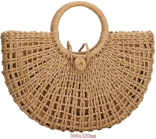 Miniatura 8 de YYW Beach Totes Bags for Women Summer Large Straw Hand-woven Top-handle Handbag Sea Straw Bag Beach Rattan Clutch Purse